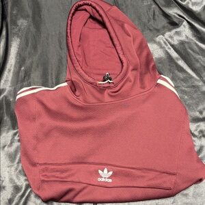Adidas Burgundy Hoodie with White Accents